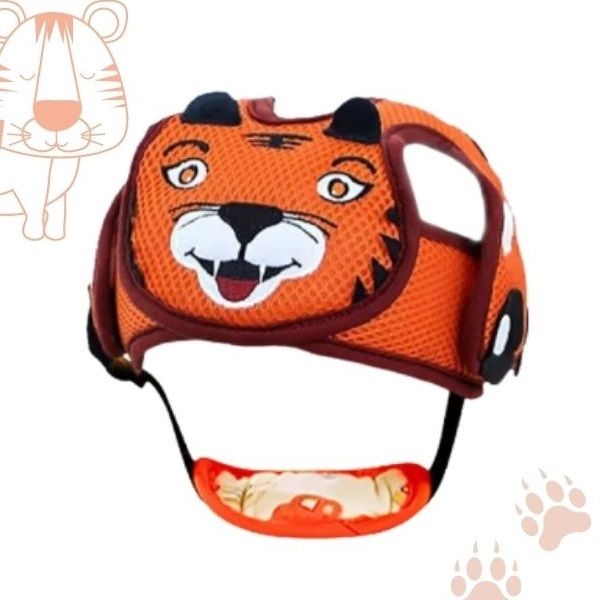 Шлем противоударный для ребенка сетчатый Тигр оранжевый